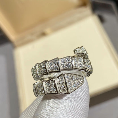 [⭐Marins]SERPENTI DOUBLE RING SILVER DIAMOND PAVED