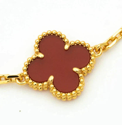 [Marin-Jewelry] COLLECTION DE BRACELETS TRÈFLE 5 MOTIFS CORNALINE ROUGE