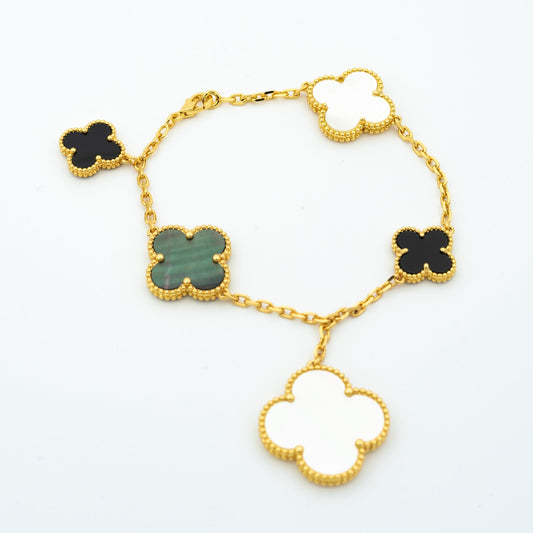 [Marin-Jewelry]CLOVER BRACELET 5 MOTIFS ONYX MOP