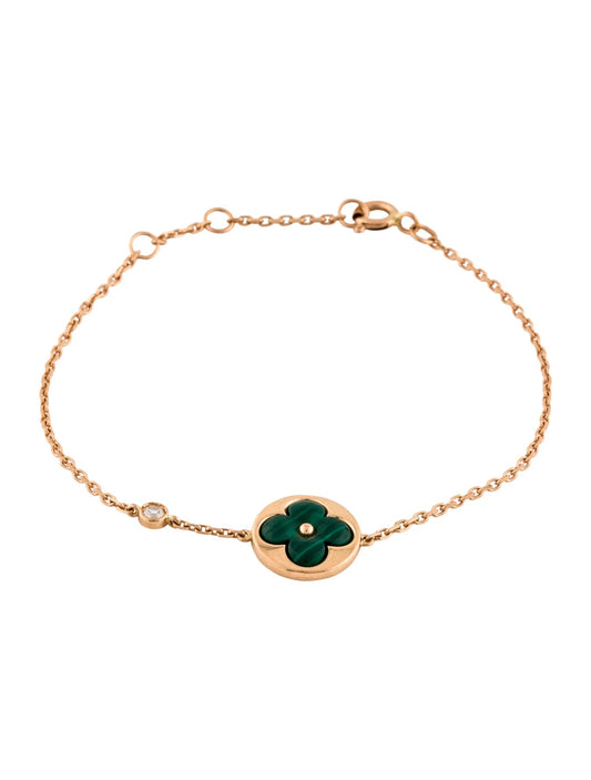 [Marin-Jewelry]SUN MALACHITE 1 DIAMOND PINK GOLD BRACELET