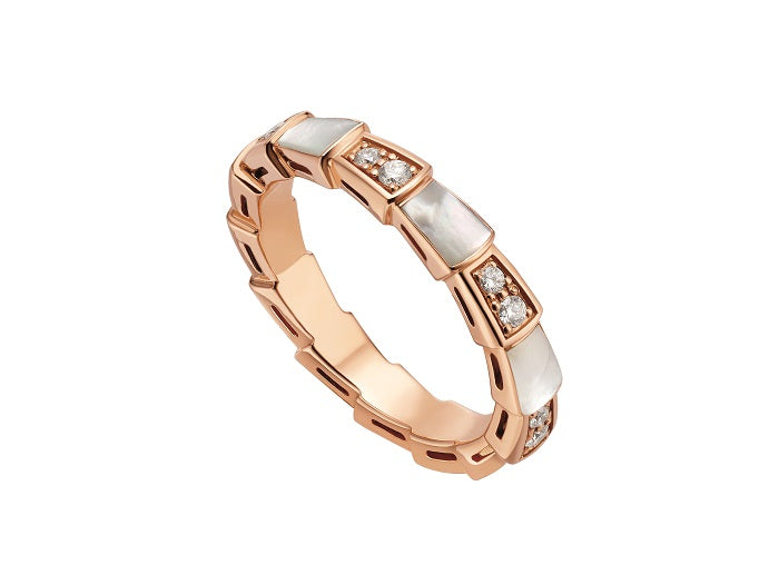 [⭐Marins]SERPENTI RING PINK GOLD DIAMOND MOP 3MM