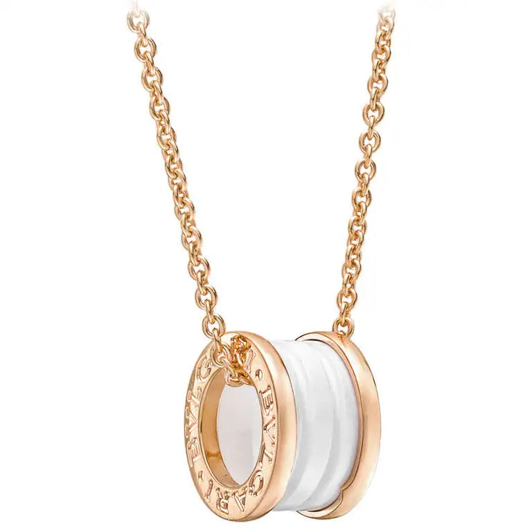 [⭐Marins]ZERO 1 WHITE CERAMIC PINK GOLD DIAMOND NECKLACE