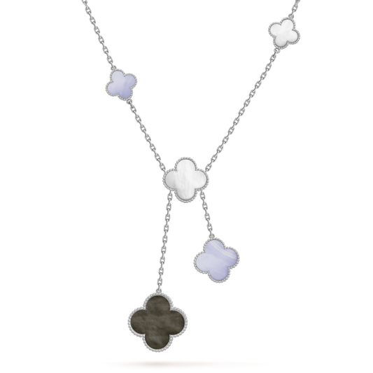 [Marin-Jewelry]CLOVER MOP CHALCEDONY NECKLACE SILVER 6 MOTIF