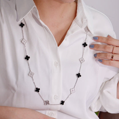 [Marin-Jewelry]TRÈFLE 20 MOTIFS ONYX DIAMANT ARGENT