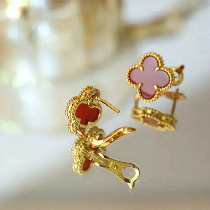 [Marin-Jewelry]CLOVER MEDIUM 1 MOTIFS CARNELIAN  EARRINGS