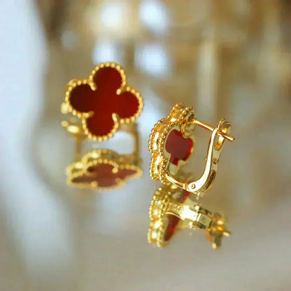 [Marin-Jewelry]CLOVER MEDIUM 1 MOTIFS CARNELIAN  EARRINGS