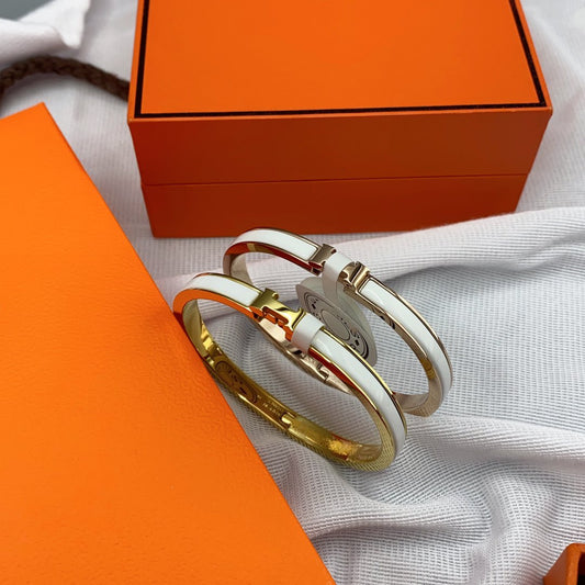 [Marin-Jewelry]CLASSIC HM CLIC WHITE 8MM ENAMEL BRACELET