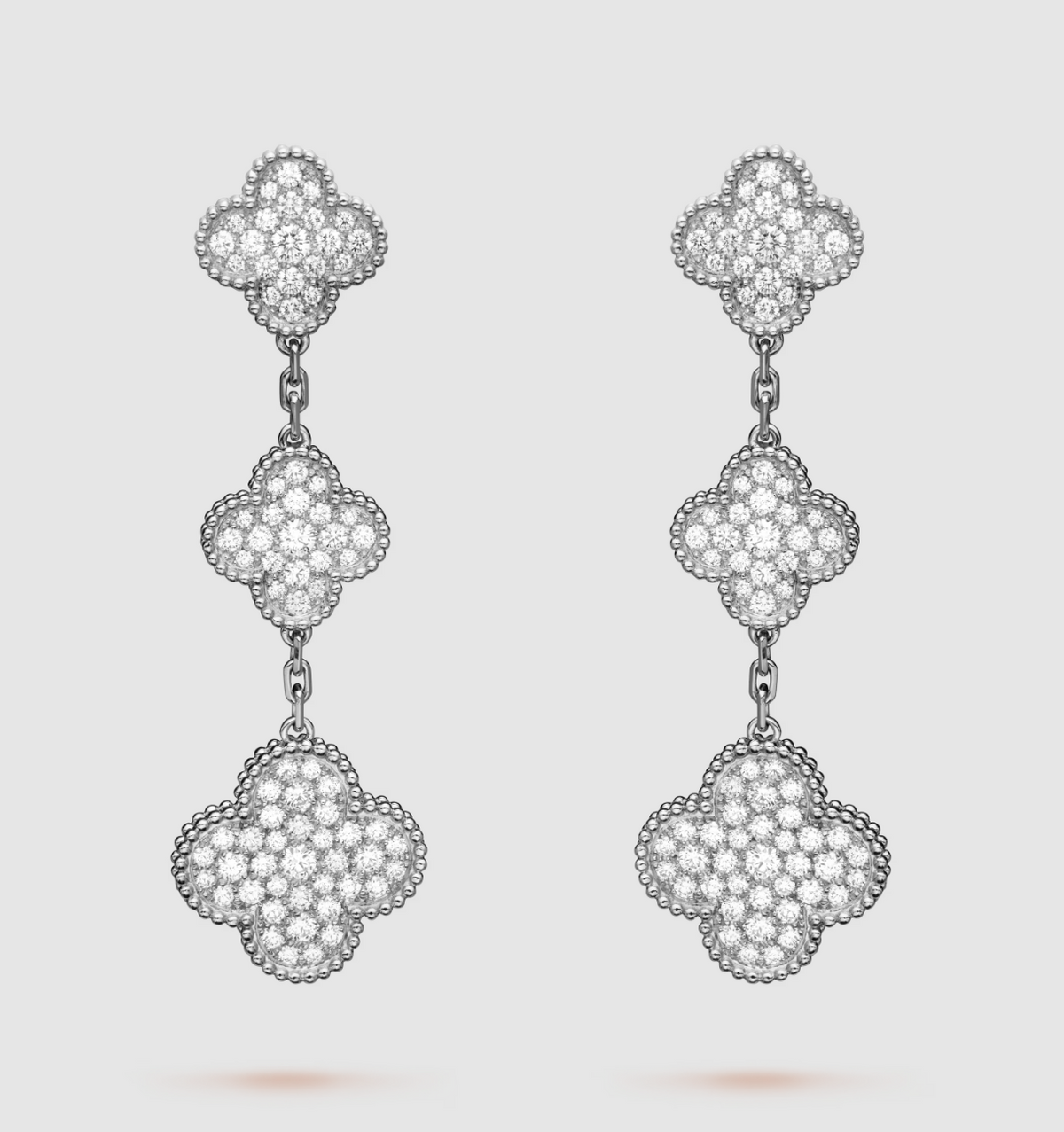 [Marin-Jewelry]CLOVER 3 MOTIF DIAMOND SILVER DROP EARRINGS