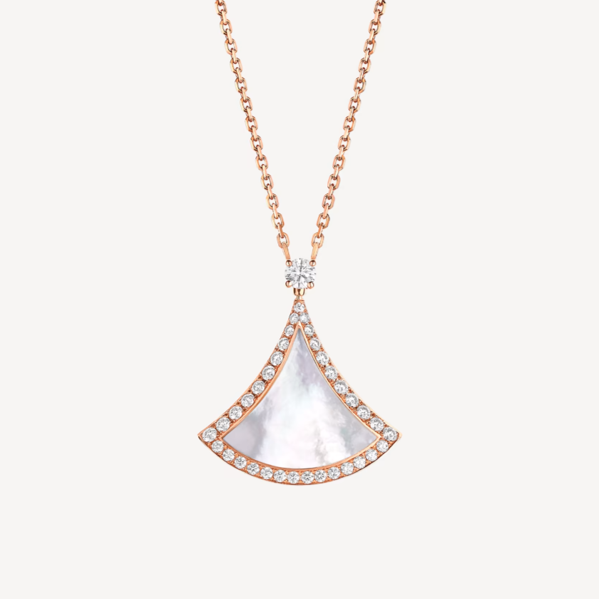 [⭐Marins]DREAM MOP DIAMOND PAVED PINK GOLD NECKLACE
