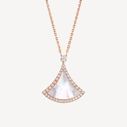 [⭐Marins]DREAM MOP DIAMOND PAVED PINK GOLD NECKLACE