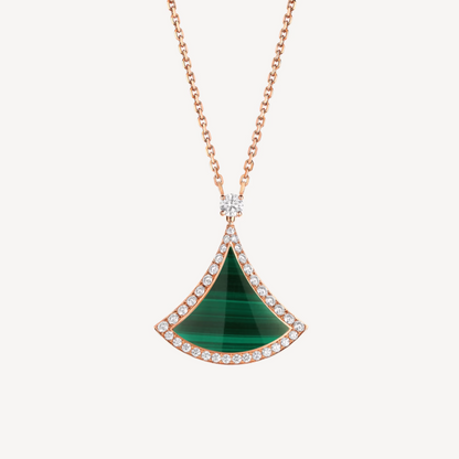 [⭐Marins]DREAM MALACHITE DIAMOND PAVED PINK GOLD NECKLACE