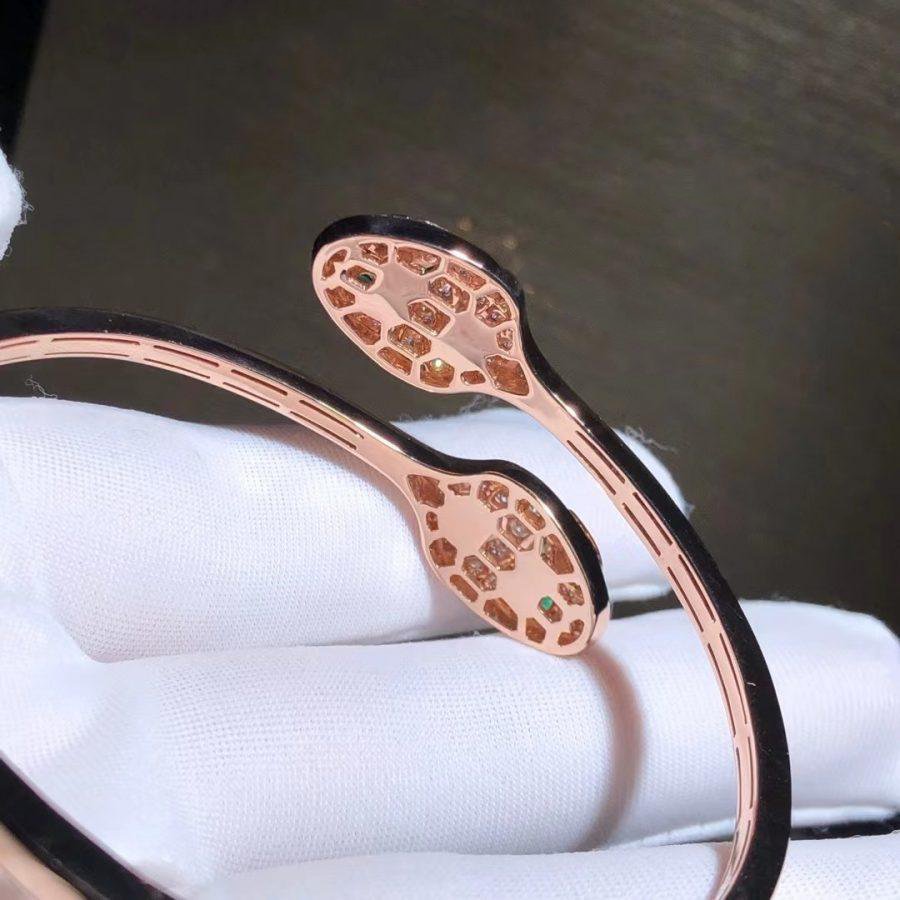 [⭐Marins]SERPENTI BRACELET PINK GOLD MALACHITE DIAMOND DOUBLE SNAKE