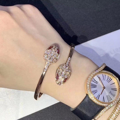 [⭐Marins]SERPENTI BRACELET PINK GOLD DIAMOND DOUBLE SNAKE