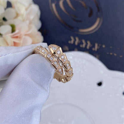 [⭐Marins]SERPENTI RING PINK GOLD DIAMOND PAVED 4MM