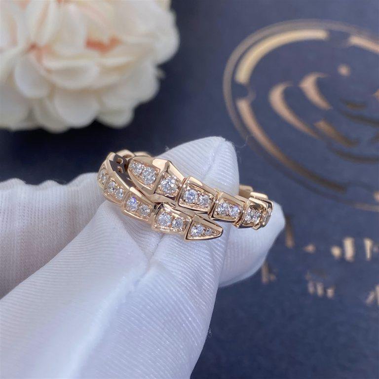 [⭐Marins]SERPENTI RING PINK GOLD DIAMOND PAVED 4MM