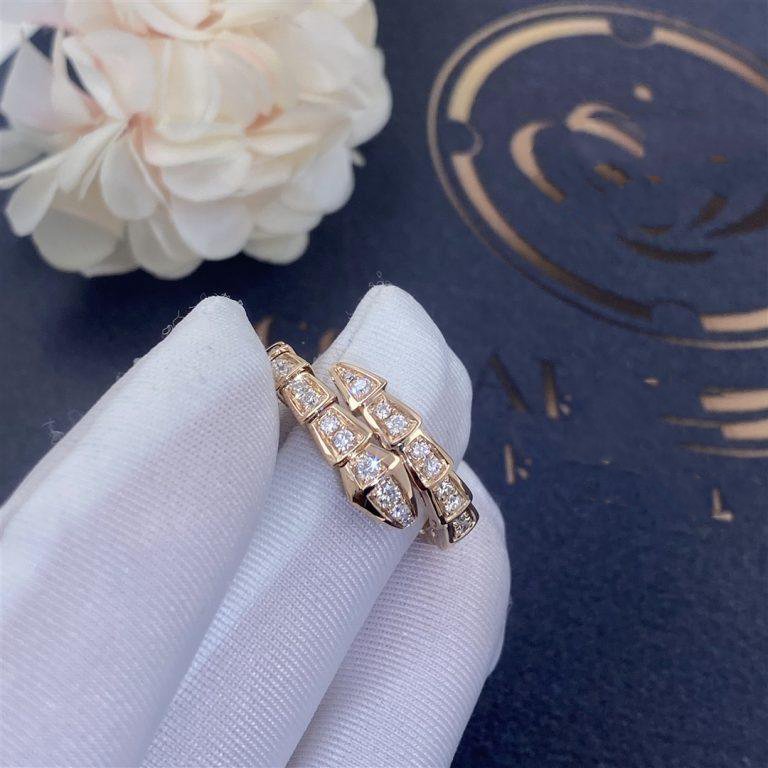 [⭐Marins]SERPENTI RING PINK GOLD DIAMOND PAVED 4MM