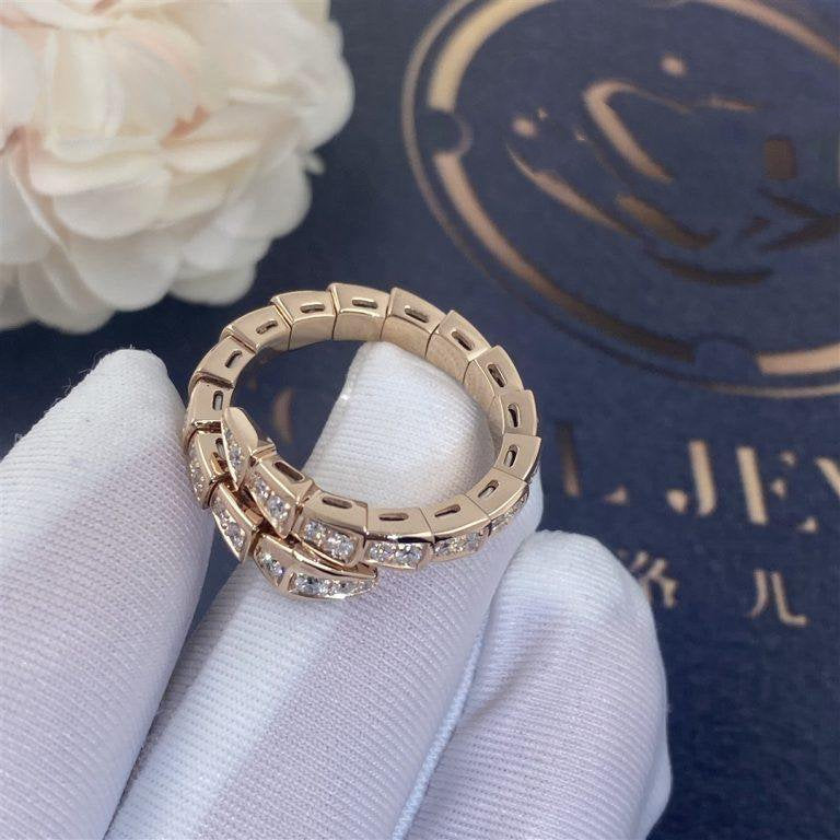 [⭐Marins]SERPENTI RING PINK GOLD DIAMOND PAVED 4MM