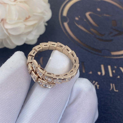 [⭐Marins]SERPENTI RING PINK GOLD DIAMOND PAVED 4MM