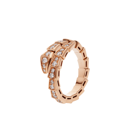 [⭐Marins]SERPENTI RING PINK GOLD DIAMOND PAVED 4MM