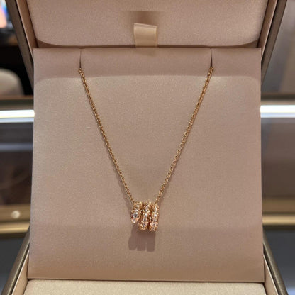 [⭐Marins]SERPENTI PINK GOLD NECKLACE DOUBLE RING DIAMOND