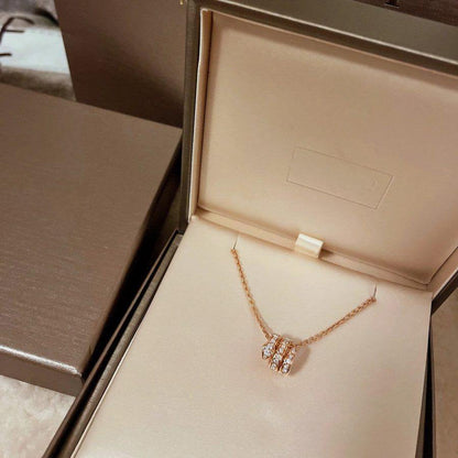 [⭐Marins]SERPENTI PINK GOLD NECKLACE DOUBLE RING DIAMOND