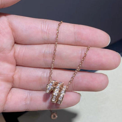 [⭐Marins]SERPENTI PINK GOLD NECKLACE DOUBLE RING DIAMOND