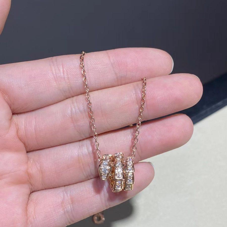 [⭐Marins]SERPENTI PINK GOLD NECKLACE DOUBLE RING DIAMOND