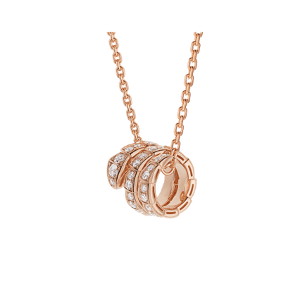 [⭐Marins]SERPENTI PINK GOLD NECKLACE DOUBLE RING DIAMOND
