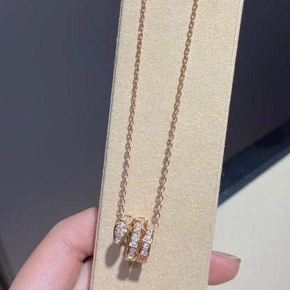 [⭐Marins]SERPENTI PINK GOLD NECKLACE DOUBLE RING DIAMOND