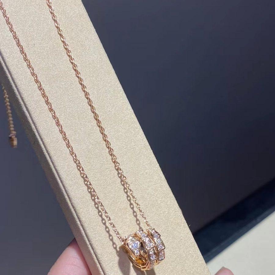 [⭐Marins]SERPENTI PINK GOLD NECKLACE DOUBLE RING DIAMOND