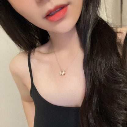 [⭐Marins]SERPENTI PINK GOLD NECKLACE DOUBLE RING DIAMOND