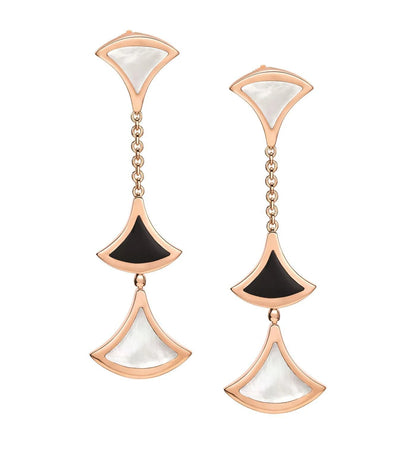[⭐Marins]DREAM EARRINGS 3 MOTIFS ONYX MOP PINK GOLD
