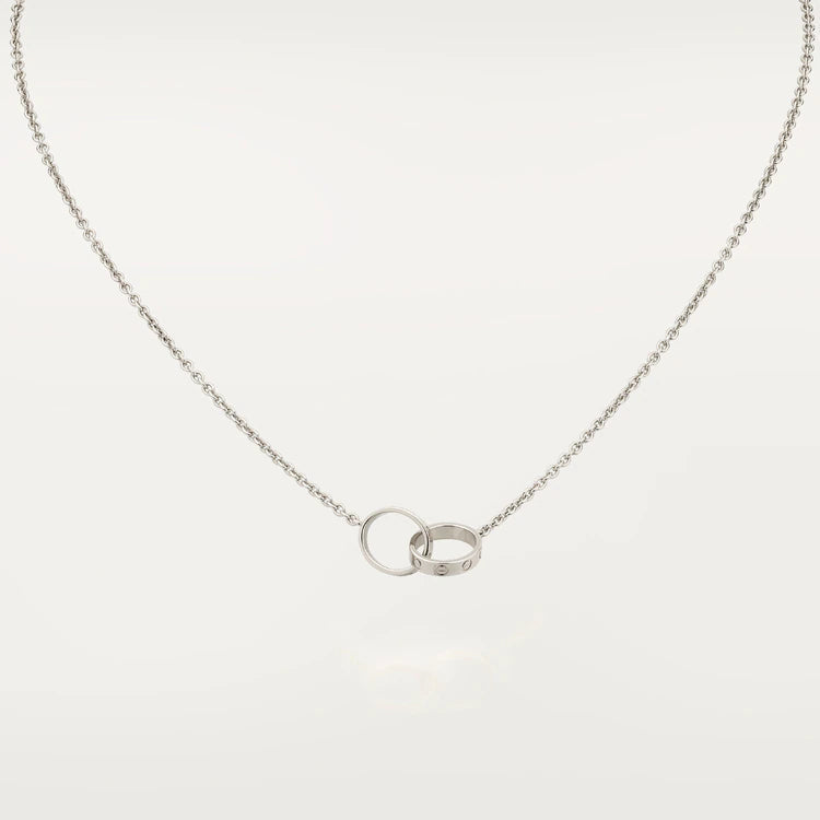 [Marin-Jewelry]COLLIER LOVE OR ROSE ET ARGENT