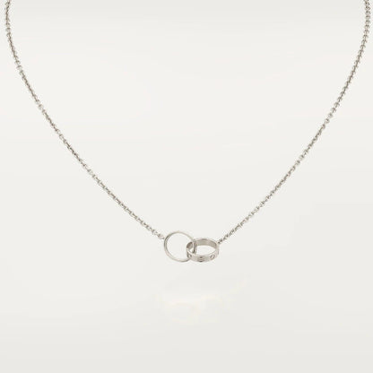 [Marin-Jewelry]COLLIER LOVE OR ROSE ET ARGENT