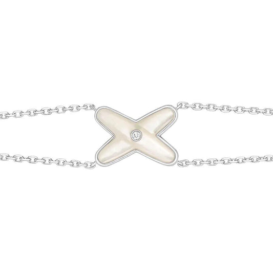 [Marin-Jewelry]JEUX BRACELET WHITE MOP SILVER 1 DIAMOND