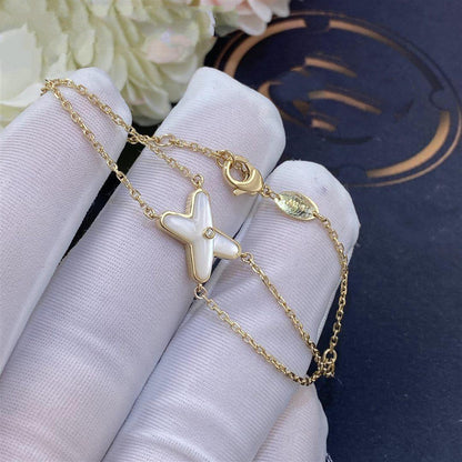 [Marin-Jewelry]BRACELET JEUX Nacre Blanche Or 1 Diamant