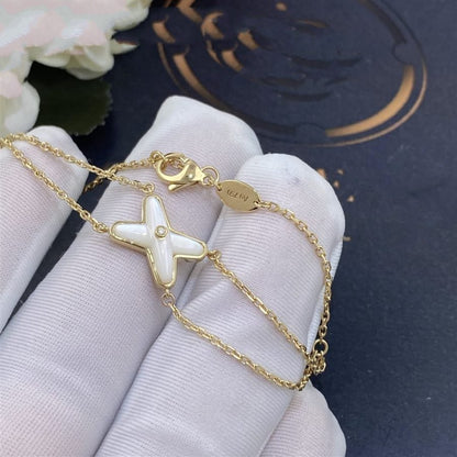 [Marin-Jewelry]BRACELET JEUX Nacre Blanche Or 1 Diamant