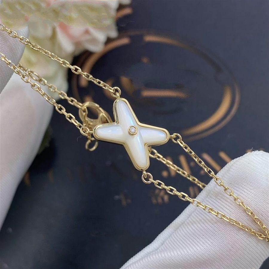 [Marin-Jewelry]BRACELET JEUX Nacre Blanche Or 1 Diamant