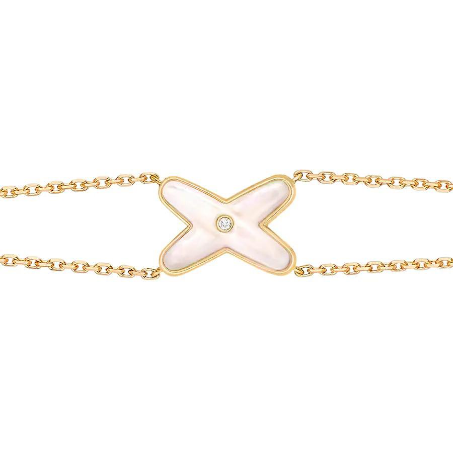 [Marin-Jewelry]BRACELET JEUX Nacre Blanche Or 1 Diamant