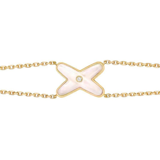 [Marin-Jewelry]JEUX BRACELET WHITE MOP GOLD 1 DIAMOND