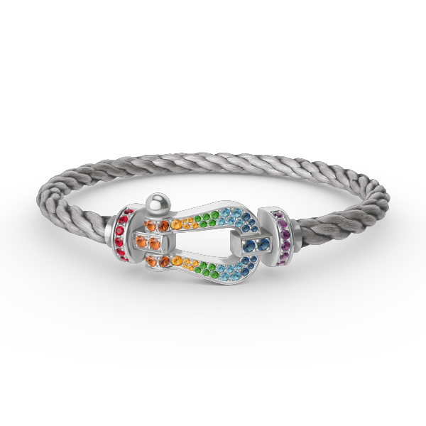 [Marin-Jewelry]FORC LARGE HORSESHOE  COLORED DIAMOND BRACELET SILVER