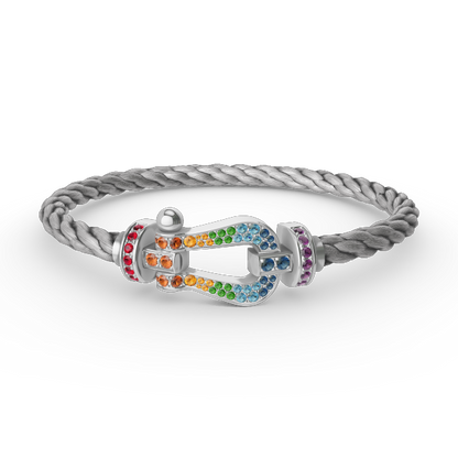[Marin-Jewelry]FORC LARGE HORSESHOE  COLORED DIAMOND BRACELET SILVER