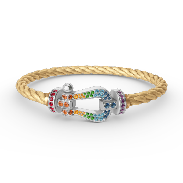 [Marin-Jewelry]FORC LARGE HORSESHOE  COLORED DIAMOND BRACELET SILVER