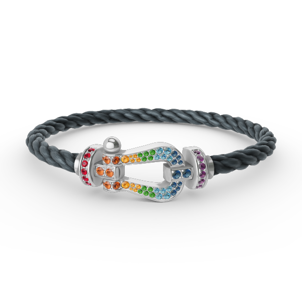 [Marin-Jewelry]FORC LARGE HORSESHOE  COLORED DIAMOND BRACELET SILVER