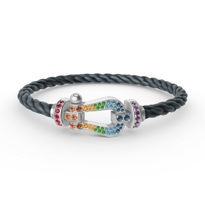 [Marin-Jewelry]FORC LARGE HORSESHOE  COLORED DIAMOND BRACELET SILVER