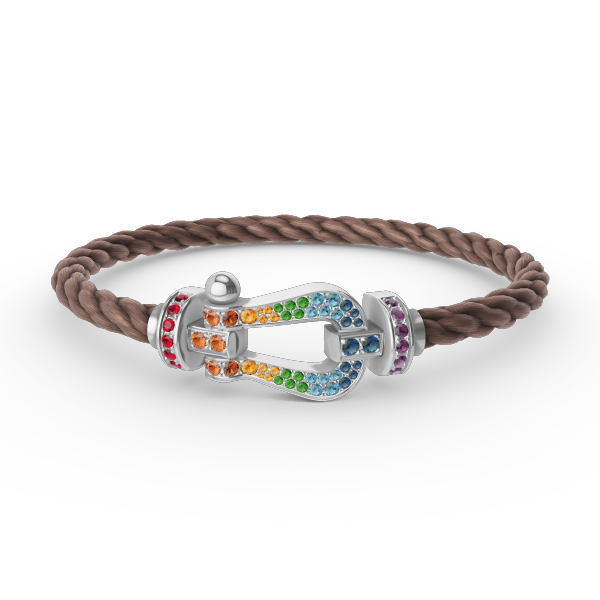 [Marin-Jewelry]FORC LARGE HORSESHOE  COLORED DIAMOND BRACELET SILVER