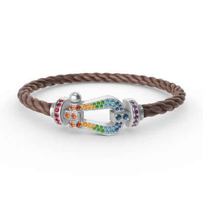 [Marin-Jewelry]FORC LARGE HORSESHOE  COLORED DIAMOND BRACELET SILVER