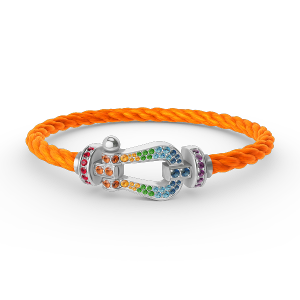 [Marin-Jewelry]FORC LARGE HORSESHOE  COLORED DIAMOND BRACELET SILVER