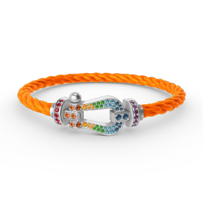 [Marin-Jewelry]FORC LARGE HORSESHOE  COLORED DIAMOND BRACELET SILVER