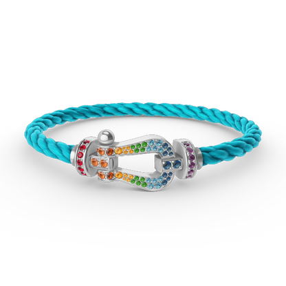 [Marin-Jewelry]FORC LARGE HORSESHOE  COLORED DIAMOND BRACELET SILVER